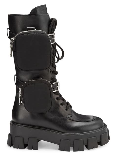 prada boots with pockets|prada black chunky combat boots.